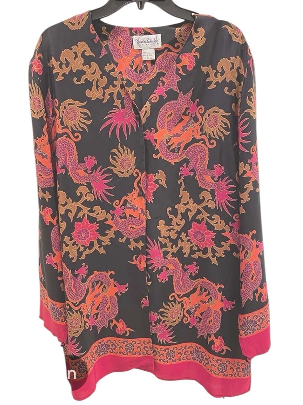 Diane Vaughn Firstenberg, silk assets, vintage dragon, print tunic eight